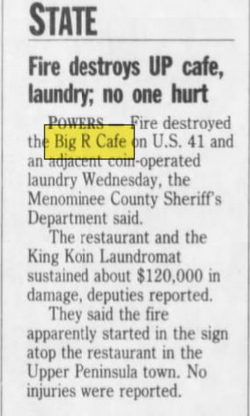 Big R Cafe - Oct 1992 Fire